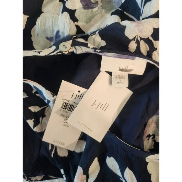 NWT J. Jill Size SP Navy Blue Floral Sleeveless Hi-Low Ruffle Hem Maxi Dress - Picture 5 of 10